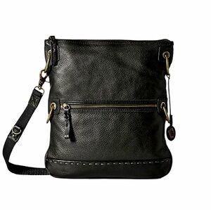 THE SAK Pax Black Leather Crossbody Bag with Gold Hardware